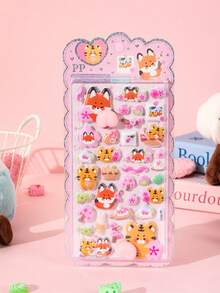 内含1张随机可爱小猫贴纸，3D立体泡泡贴纸，适合儿童和女孩。 - 彩色 - 查看 4