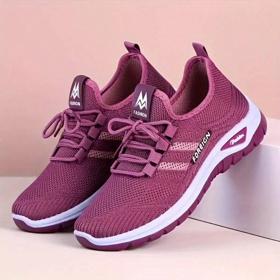 Women's Orthopedic Comfort Slip-On Sneakers - With Arch Support And Skin-Friendly Foam, Breathable Knitted Fabric, All-Day Lightweight Walking Shoes, Non-Slip PVC Sole - Suitable For Nurses, Teachers, Standing And Running Errands, Orthopedic Shoes, Delicate Embossed Design, Exquisite Embroidery, Soft Cushioning, Comfortable For Long Hours Of Standing - 紫色 - 查看 1