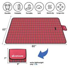 GIVERARE - Manta de playa de pícnic XL impermeable sin arena para acampar al aire última intervensión tapete familiar de secado rápido tapete portátil extragrande para viajes senderismo - como en la foto - Ver 3