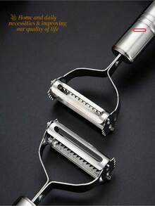 1个不锈钢削皮器，多功能水果蔬菜削皮器，土豆削皮器，切片器 - 白色 - 查看 7