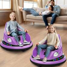 Carrito de Choques Eléctrico Infantil 12V con Control Remoto, Giro 360°, 2 Velocidades, Luces y Música, para Niños Pequeños - Morado - Ver 9