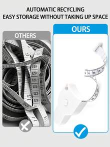 1 pieza Cinta métrica automática de alta precisión 3 en 1, retráctil con un solo clic, con bloqueo automático para medir el Body, la cintura, las caderas, las piernas y el abdomen, regla suave - Blanco - Ver 9