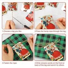 50个复古情人节及周年纪念日礼品标签，配麻绳 - 浪漫插画节日悬挂标签，适用于礼物、礼品包装、糖果袋及派对礼品装饰 - 彩色 - 查看 6