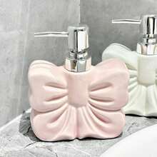 1个蝴蝶结造型皂液器，洗手液瓶，陶瓷材质，适用于浴室，可用作乳液瓶、沐浴露瓶或洗发水瓶，按压式分配瓶，空瓶。 - 彩色 - 查看 6