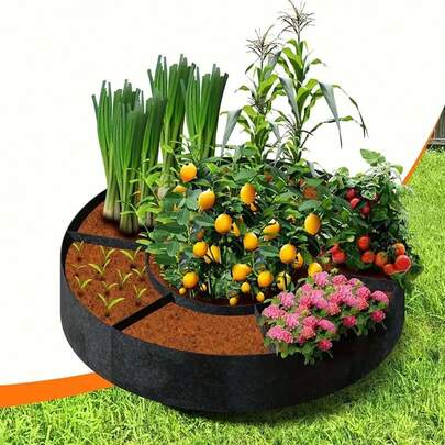 1pc 90/120cm 7 Grids Classic Circular Garden Bed, Lightweight Freestanding Circular Planter, Suitable For Vegetables, Herbs And All Manner Of Plant