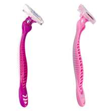 FD Paquete de 4 Rastrillos desechables para mujer con Triple hojas de acero inoxidable bien afilada, cuerpo completo de plástico y silicón antideslisante, cabezal flexible, lavable