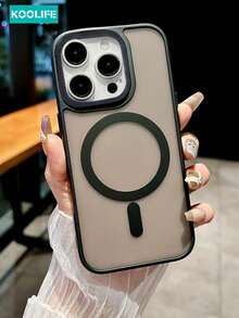 Funda protectora de teléfono Koolife 1 pieza con carga magnética, anti-caída, anti-golpes, con acabado mate y sensación de piel, diseño de marco de espejo personalizado con gran orificio para cámara PC+TPU compatible con Apple 17/17 Air/17 Pro Max/16/16pro/16plus/16promax/11/11pro/11promax/12/12pro/12promax/13/13pro/13promax/14/14plus/14pro/14promax/15/15pro/15plus/15promax y Galaxy S25Ultra/24Plus/23/Galaxy 22