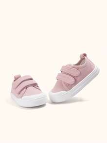 1双女童粉色帆布休闲运动鞋，带魔术贴搭扣，舒适百搭，适合日常及户外穿着，四季皆宜。 - 粉色 - 查看 7