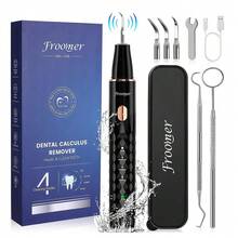 1 Set Electric Tartar Eraser With LED Light, Tartar Eraser Cleaning Tool, 4 Replaceable Blades And 4 Dental Care Modes For Cleaning Teeth And Removing Tartar From Teeth, Father's Day Mother's Day Valentine's Day Gift (USB Rechargeable) - 黑色 - 查看 11