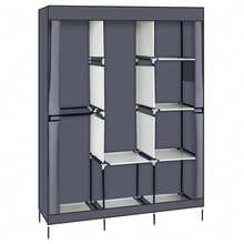 71 Inch Gray Portable Closet Wardrobe - Clothes Rack With Shelf Storage Organizer, Space-Saving Design For Bedroom, Dorm, Apartment Home Organization - 預設 - 查看 8
