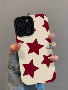 1pc Fashionable & Elegant Red Star Pattern Shock-Proof Leather Phone Case Compatible With IPhone 17/17 Air/17 Pro/17 Pro Max, 16/16 Plus/16 Pro/16 Pro Max, 15/15 Plus/15 Pro/15 Pro Max, 14/14 Plus/14 Pro/14 Pro Max, 13/13 Pro/13 Pro Max, 12/12 Pro/12 Pro Max, 11/11 Pro/11 Pro Max - Multicolor - View 2