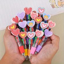 10Pcs Random Style Novel Heart-Shaped 4-Color Retractable Ballpoint Pen | Valentine's/Wedding Season/Party Supplies Set For Office/Campus, Perfect Gift For Women (Back-To-School/Birthday/Christmas)