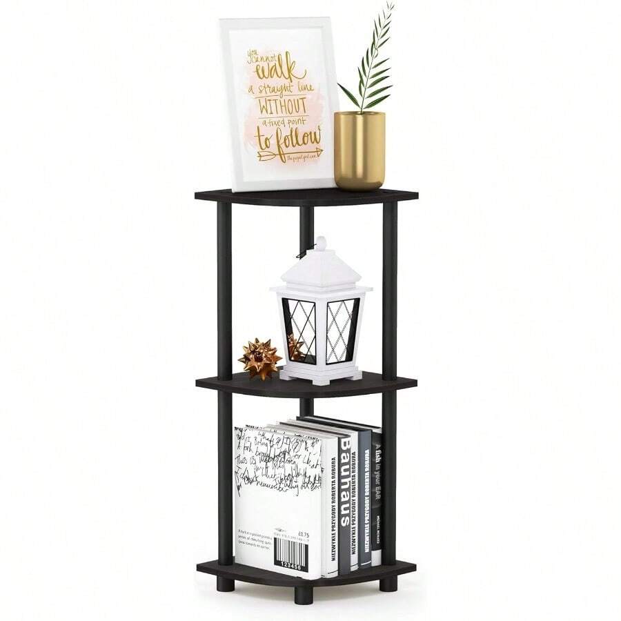 Furinno giro 'n 'tube 3-Tier esquina visualización Rack multiusos estantería sin soporte Espresso negro 1 - EspressoBlack - Ver 1