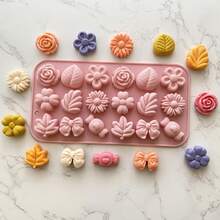 Flower Candy Silicone Mold - Daisy/Tulip/Bow/Leaf Shapes, Suitable For Making Chocolate, Jelly, Ice Cubes, Pudding And Desserts - Multicolor - View 4