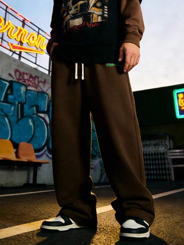 Men's Drawstring Waist Pockets Outdoor Casual Straight Leg Knit Pants