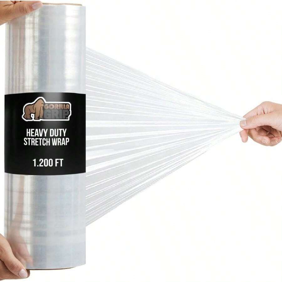 Gorilla Grip 500% película elástica de plástico Resistente Rollo de Envoltura retráctil de 1000 pies 17 Pulgadas Resistente a pinchazos Resistencia Industrial para envíos Almacenamiento de - como en la foto - Ver 1