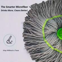 Wireless Self-Spinning Screwless Mop With Durable Plastic/Metal Handle - No Electricity Needed, Washable Mop Head For Cleaning Bedroom, Bathroom, Kitchen, Living Room And More | Modern Cleaning Tool | Powerful Stain Removal | Christmas Gift, Fun Gift, Ramadan Gift, Personalized Gift