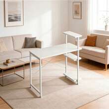 Mesa Auxilia Escritorio Para Oficina Minimalista Moderno Muebles Para Pc - Blanco - Ver 3