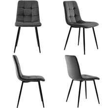 Conjunto de mesa y sillas de comedor (juego de 5 piezas), moderna mesa de comedor hexagonal de mármol + 4 sillas de comedor en terciopelo verde para crear un restaurante cálido y moderno. - Gris - Ver 10