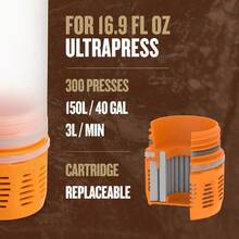 GRAYL UltraPress - Cartucho purificador de repuesto color naranja - Naranja - Ver 2