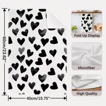 2 khăn lau bếp, khăn lau bát đĩa siêu thấm hút bằng sợi microfiber in hình trái tim đen và chữ "HOME", hình chữ nhật 40*60cm, thích hợp làm khăn lau bát đĩa, khăn lau tay, quà tặng trang trí nhà bếp ngày Valentine hoặc quà tân gia. - màu đen - Xem 3