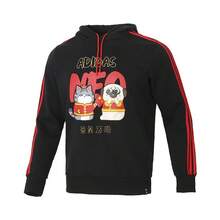 Adidas Áo nỉ thể thao thường ngày có mũ trùm đầu dành cho nam - Đen/Đỏ - Xem 1