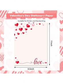 30/60张情人节粉色爱心A4信封纸 - 这款情人节文具套装尺寸为8.5 x 11英寸（约21.9 x 27.9厘米）。套装包含6种不同款式的爱心信封，以及粉色和红色信纸。适用于婚礼请柬、周年纪念贺卡、日期提醒、婴儿派对贺卡、母亲节贺卡、父亲节贺卡，以及向家人和朋友送上甜蜜祝福。