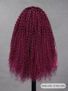 CURLYME Wear & Go Reddish Brown Kinky Curly Half Wig 3-In-1 Flip Over Human Hair Wig Invisible Natural Hairline 180% Density 14–16 Inch Bob 18–28 Inch Long Glueless Beginner Friendly Christmas Wig Daily Use Travel Vacation For Women - S99J - View 5