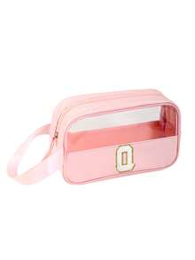1PC Transparent PVC Toiletry Bag For Makeup Tools Letters Makeup Bag Water-Proof Portable Chenille Letter Zipper Make Up Organizer Minimalist Initial Letter Patch Travel Toiletry Bag For Women For Bathroom Monogram Wash Bag (Letter A~Z) Gift For Mom Beach Bag Beach Essentials Beach Towel Organizer Beach Accessories Beach Stuff Holiday Bag Holiday Essentials For Winter And Fall For Vacation Valentine's Day - Pink - Small - View 32