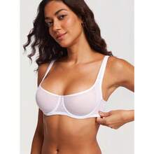 DOBREVA Women's Unlined Balconette Mesh Bra Square Neck Sheer See Through Underwire Bras Plus Size - Lipstick Red - View 8