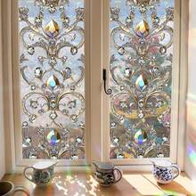 1/4/5片装3D彩虹窗户隐私膜，静电吸附花卉图案玻璃贴纸，防紫外线隔热，适用于家居、客厅、浴室、办公室装饰 - 彩色 - 查看 5