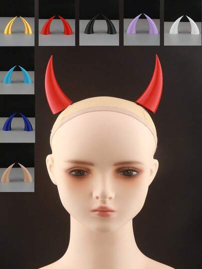 Devil Horns Headpiece In Multiple Colors Gothic Halloween Hair Accessory, Lightweight Curved Demon Horn Costume Decoration, Dark Aesthetic Cosplay Statement Headwear For Halloween Party, Festival, Concert, Y2K Gothic Style, Fashion Photography & Creative Styling