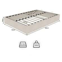 Modern Minimalist Bed Frame, 140*200CM, Beige, In Dutch Velvet, Equipped With Gas Springs, Modern Style Bedroom Furniture, Headboard And Mattress Not Included.