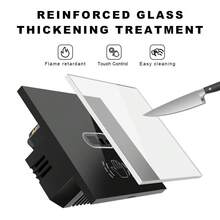 400W 100-240V Touchless Gesture Control Wall Switch - Tempered Glass Panel, Easy To Clean, Suitable For Bathroom, Kitchen, Hospital To Avoid Bacterial Infection, Black/White