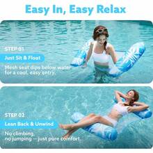 Sloosh 2 Packs Hammock Pool Floats Adults 4-in-1 Multi-Purpose Inflatable Pool Floats PVC Water Hammock Lounge Floaties - Rosa azul - Ver 3