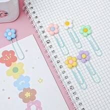 30pcs/3pcs/1pc Flower PVC + Metal Binder Clips Bookmarks, Cute Office Stationery Paper Clips, Multiple Colors Available - Multicolor - View 3