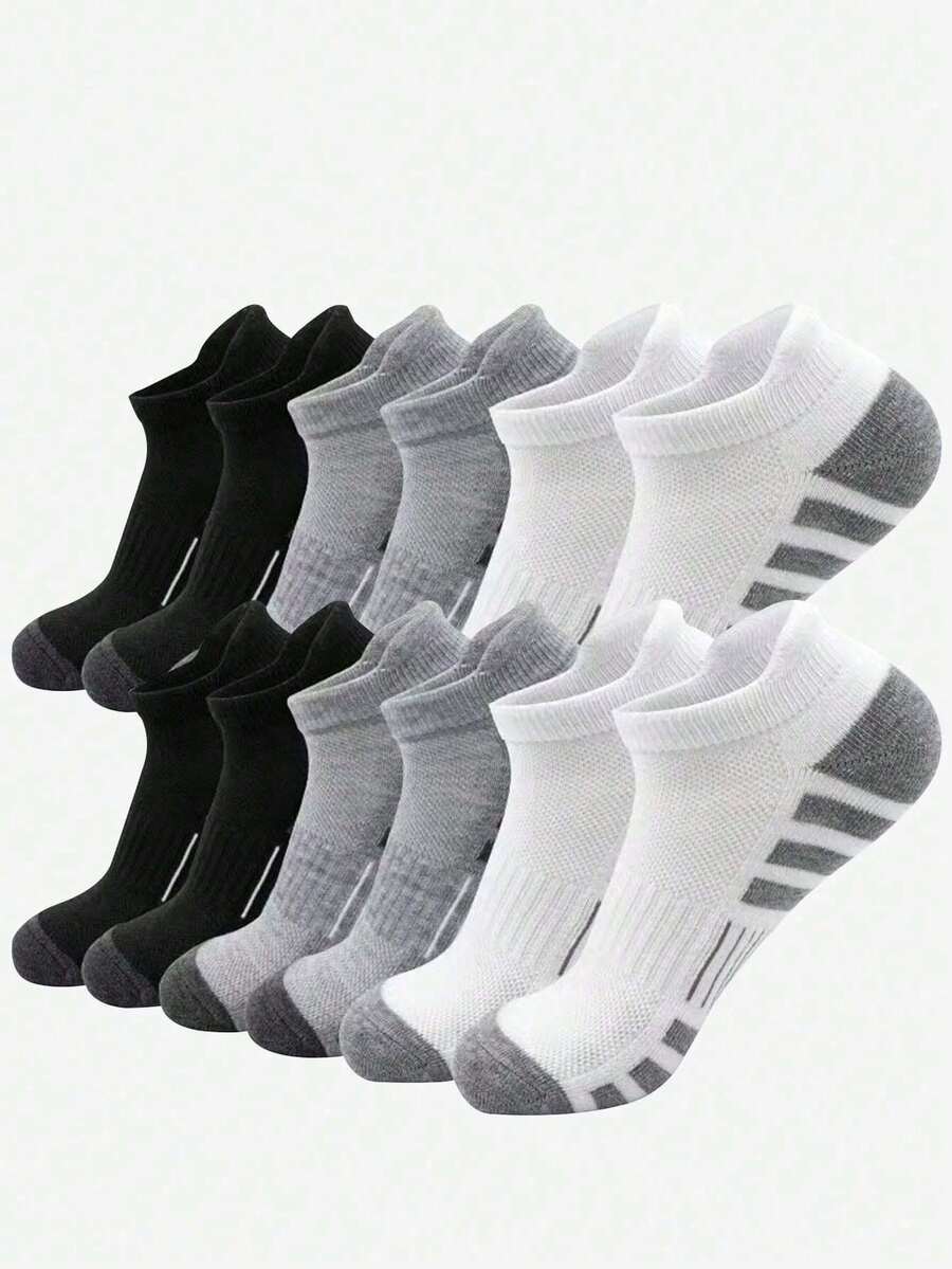 12 pares de calcetines deportivos para hombres, calcetines de baloncesto, calcetines de fútbol, calcetines invisibles, calcetines tobilleros, calcetines de corte bajo, diseño antideslizante de doble capa, transpirables y suaves, adecuados para negocios, casual, deportes al aire libre, estilo universitario, todo el año. Los calcetines invisibles y tobilleros también son adecuados para usar en el gimnasio. - Multicolor - Ver 1