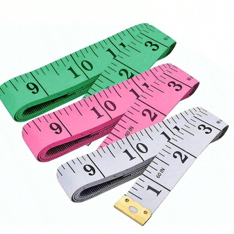 Cinta Métrica Suave 150 cm 60 pulgadas Métrica Suave De Sastre 3 Piezas Cinta Métrica Para El Cuerpo Rosa Verde Blanco - RosaVerdeBlanco - Ver 1