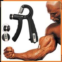 1pc Adjustable Heavy Duty Grip Strength Trainer With Digital Grip Strength Meter - 10-60kg/22-132lbs Hand Exerciser, Non-Slip Base, Home Fitness Equipment, For Athletes, Physical Relaxation - Finger & Wrist Exerciser, Ergonomic Handle, High-Quality Construction - Multicolor - View 1