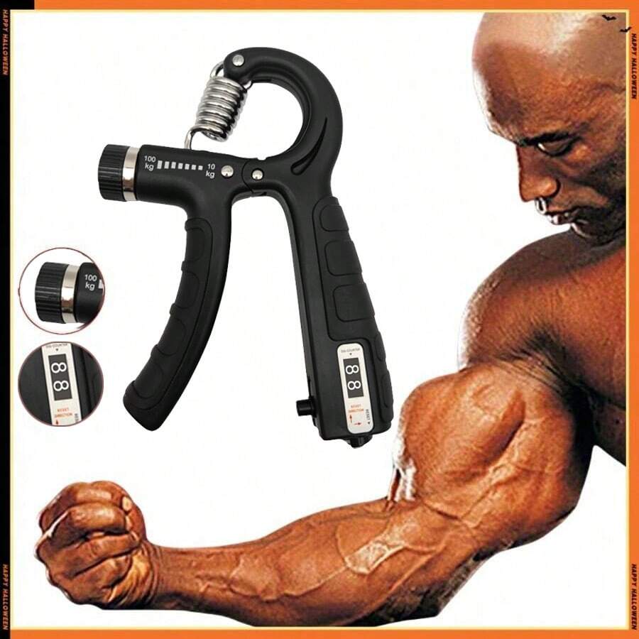 1pc Adjustable Heavy Duty Grip Strength Trainer With Digital Grip Strength Meter - 10-60kg/22-132lbs Hand Exerciser, Non-Slip Base, Home Fitness Equipment, For Athletes, Physical Relaxation - Finger & Wrist Exerciser, Ergonomic Handle, High-Quality Construction - Multicolor - View 1