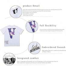 Fashion Men's Short Sleeved-Shirt V Letter Printed Tops Casual Couple-Shirt Hop Short Sleeved Tops - V8 型 - 查看 7