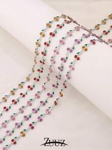 1件时尚不锈钢樱桃吊坠项链，手工水果链项链，女士珠宝礼品 - 項鍊 - 查看 3