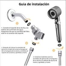 htyCabezal de Ducha de Mano Con interruptorAlta Presion Y Multiples Modos De Pulverizacion Filtro De Agua Suave De 18 Etapas Con Manguera De 150 Cm Cinta De Agua Y Soporte. Grisyfg - Gris - Ver 3