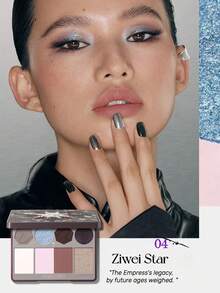 GIRLCULT 13g/0.46oz Multi-Functional Makeup Palette, Artistic Color Design, Matte & Shimmer Textures, Finely Milled Powder, For Eyes, Cheeks, Highlighter, Portable Makeup Set, Creative Color Combinations - 04 Hoa diên vĩ nửa đêm - Xem 5