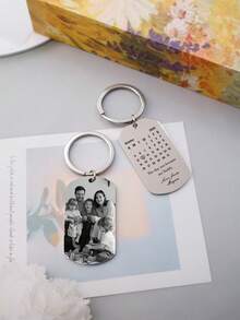 LICVIC Llavero personalizado con foto - con patrón de calendario, llavero lindo, llavero personalizado, llavero con foto personalizada recuerdo, texto y fecha personalizables, accesorio de bolso, regalo, llavero divertido, regalo del Día de San Valentín, regalo de foto creativo, idea de regalo de cumpleaños - Estilo B - Ver 6