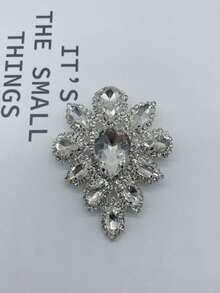 A 45*59mm Golden Crystal AB Glass Rhinestone Applique, Sewn Onto A Flat-Back Claw And Set With Diamonds. Suitable For Use In Wedding Dresses, Shoes, And Crafts. - Gold AB Stones - View 6