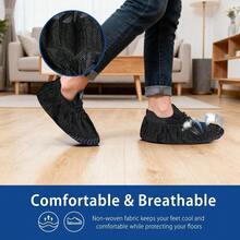 Fundas de zapatos desechables antideslizantes: Breathabe y reciclables para interiores se adapta a hasta 11 hombres de EE. UU. y 13 mujeres de EE. UU. juego de 200 unidades - BlackSetde200 - Ver 3