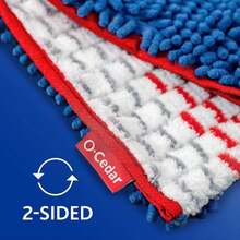 O-Cedar Hardwood Floor 'N More Microfiber 3-Action Flip Mop Refill (2-Pack) | Double-Sided Mop Head With Microfiber And Chenille | Reusable, Machine-Washable Mop Head Replacement - ColorA - 查看 3