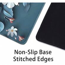 Blue Art Flowers Mouse Pad,Extended Abstract Floral Mousepad Desk Pad With Stitched Edges,Non-Slip Waterproof Rubber Base Mouse Mat For Office Computer Keyboard Laptop Home 14x24 Inch Multiple Designs Available - 藍色背景上的花朵 - 查看 3