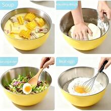 3件套不锈钢沙拉碗带盖，可作搅拌碗、烘焙碗、奶油打发碗等，厨房烹饪工具